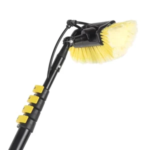 Eco Friendly Handheld Telescopic 12ft Aluminum Handle Solar Panel and Window Cleaning Brush with 12inch Brush Head
