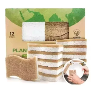 Eco Friendly Kitchen Dish Sponge Compostable Sponge Scouring Pads for Dishwashing Biodegradable Natural Coconut Sisal Bristles