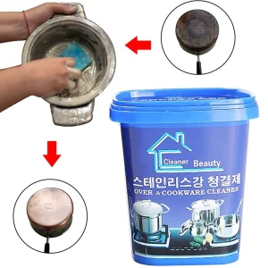 Eco-Friendly Kitchen Stainless Steel Cleaning Paste for Oven Cookware Black Scale Remover 500g Bottle