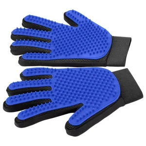 Eco Friendly Luxury Five Finger Design High Efficiency Pet Hair Removal Glove Silicone Polyester Mitt for Cats Dogs