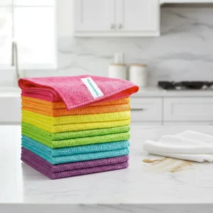 Eco-Friendly Microfiber Towel for Kitchen and Bathroom Cleaning, Streak-Free Glass Cleaning, Reusable, Quick Dry