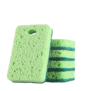 Eco Friendly Natural Cellulose Sponge Non Scratch Multi Use Scouring Pads for Kitchen Scrubbing