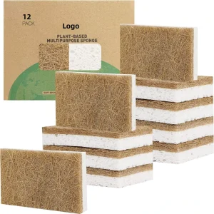 Eco-Friendly Natural Plant-Based Cellulose Scrub Sponge Biodegradable Dishwashing Sponges Scouring Pads for Kitchen