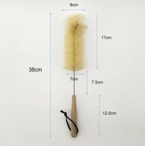 Eco Friendly Natural Sisal Bottle Cleaning Brush Wooden Handle Stainless Steel Twisted Wire Cup Glass Tube Washing Brush