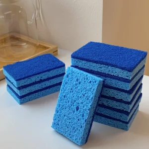Eco Friendly Natural Wood Pulp Sustainable Reusable Kitchen Dishwashing Sponge with Strong Decontamination High Water Absorption