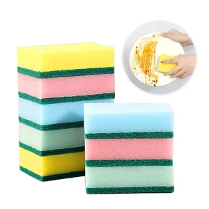 Eco Friendly Non Scratch Dish Scrub Sponges and Scouring Pads for Cleaning Dishes and Pans in the Kitchen