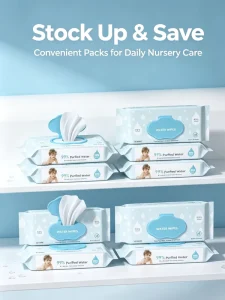 Eco Friendly Non Woven Extra Soft Wet Cleaning Wipes 80pcs for Baby Skin Sensitive Use Travel Household
