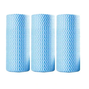 Eco-Friendly Nonwoven Dry Cleaning Cloths 20x40cm 40pcs Wavy Pattern Sanitary Kitchen Towel Dish Cloth Roll for Tables