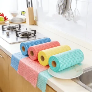 Eco Friendly Reusable Kitchen Paper Towels Roll Washable Disposable Spunlace Nonwoven Cleaning Cloth Lazy Rags for Home