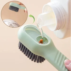 Eco Friendly Shoe Cleaning Brush with Nylon Bristles Plastic Handle Soap Dispensing Automatic Liquid Discharge