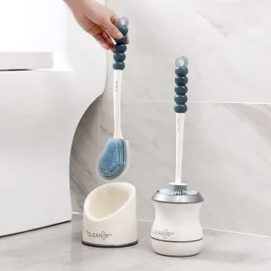 Eco Friendly Silicone Bristles Toilet Scrubber Cleaning Brushes with Holder
