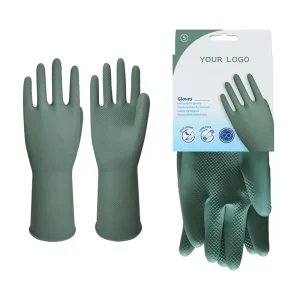 Eco-Friendly Thick Long Safety Cuff Household Protective Gloves Unlined Latex Waterproof Anti-Slip Function Kitchen Hand Gloves