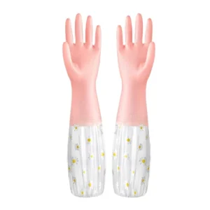 Eco Friendly Thickened Non Slip Kitchen Gloves Durable Rubber Household Cleaning Gloves in Jelly Color for Food Washing