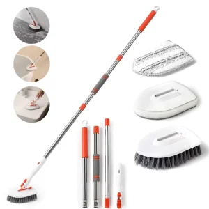 Eco Friendly Tile Tub Floor Scrub Cleaning Brush Long Handle Extension Pole 3 in 1 Window Cleaning Ultra Fine
