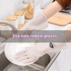 Eco Friendly Transparent Color Thickened Waterproof Rubber Gloves Durable Household Gloves for Kitchen Cleaning Dishwashing