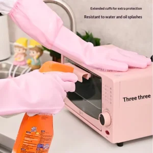 Eco-Friendly Winter Durable Reusable Waterproof Silicone Medium Thick Household Cleaning Gloves for Dish Washing Car Wash