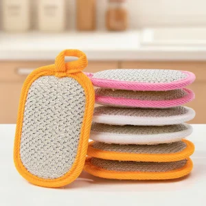 Eco-friendly Absorbent Loofah Sponge for Kitchen Dish Reusable Double-Side Thickened Microfiber Cleaning Sponges Scouring Pads