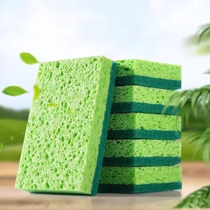 Eco friendly Cellulose Sponge Scouring Pad Double Layer Multi purpose Cleaning Sponge