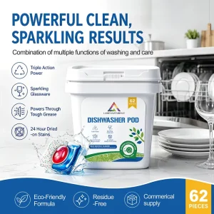 Eco friendly Dishwasher Pods 30 Pacs Dishwashing Detergents for Kitchen Cleaning