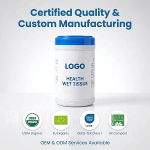 Eco friendly Non Woven Unscented Wet Wipes MSDS Certified Pure Natural OEM Private Label Factory Direct