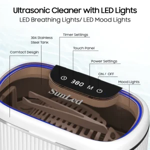 Electric 45kHz Universal Ultrasonic Washing Machine Household Digital Retainer Cleaner with Touch Display