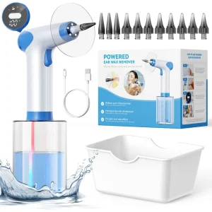 Electric ABS Material Light Blue Portable Household Care Ear Washing Appliance Ear Cleaning Instrument Earwax Cleaner Set