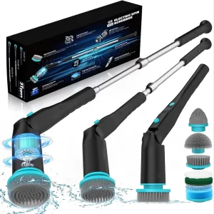 Electric Cordless Cleaning Brush Scrubber 7 Replaceable Brush Heads 3 Adjustable Angle for Bathroom Shower