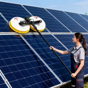 Electric Double Head Solar Panel Cleaning Robot Water Powered Telescopic Cleaning Tool Factory Direct Rotating Feature for Solar