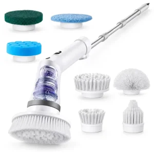 Electric Spin Scrubber Set 6 Interchangeable Nylon Brush Heads Cordless Drill Cleaning Brush Kit for Bathroom Kitchen