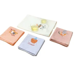 Embroidery Pattern Microfiber Waffle Weave Kitchen Towel Thickened Solid Color Home Use Soft Kitchen Cleaning Cloth