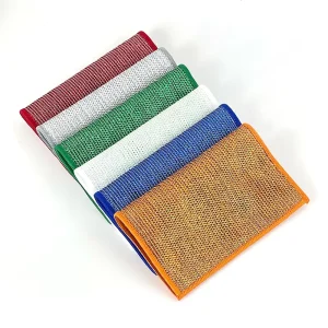 Esun Double Steel Ball Dish Towel Multifunction Household Cleaning Cloth in Colored Silver Made of Nylon for Kitchen Use