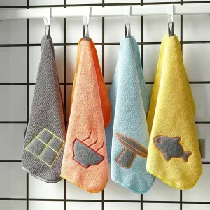 Esun High Quality Super Absorbent Microfiber Toallas De Cocina Quick Drying Hanging Household Dish Cleaning Cloth