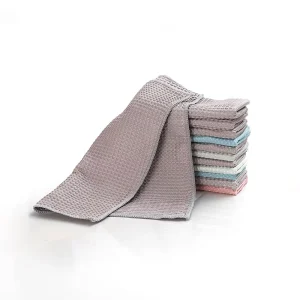 Esun Super Decontamination Ability Lint-Free Microfiber Waffle Kitchen Dish Cleaning Towels for Glass Cleaning Cloth
