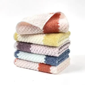 European Floral Coral Fleece Polyester Square Kitchen Dish Towel Lint free Highly Absorbent Dishwashing Cloth for Table Cleaning
