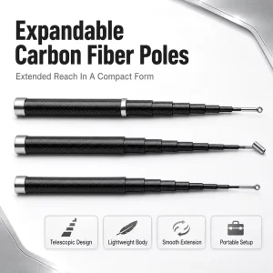 Expandable Carbon Fiber Poles Compact Telescopic Design Lightweight Body Smooth Extension Portable Setup for OEM Tool Kits