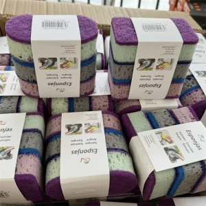 Export One Card 3 Pack Household Cleaning Sponge Wipe Thick High Density Double Sided Kitchen Dishwashing Scouring Pad