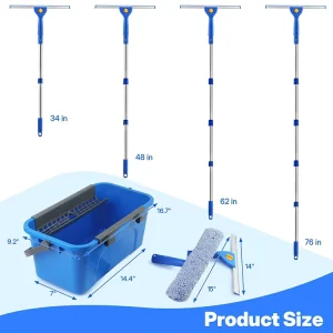 Extendable Telescopic Window Squeegee with Microfiber Scrubber Household Commercial Glass Cleaning Equipment