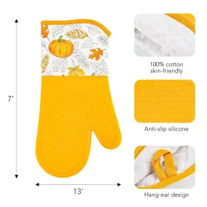 Extended Cuff Silicone Baking Gloves Mitts Set Heat Resistant Dishwasher Safe Cotton Lining Custom Logo Long Sleeve OVEN GLOVE