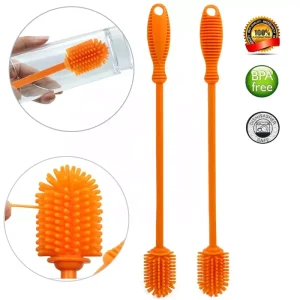 Extra Long Handle Beige Silicone Drink Mug Cleaning Brushes Convenient Bottle Cleaning Traveling Product