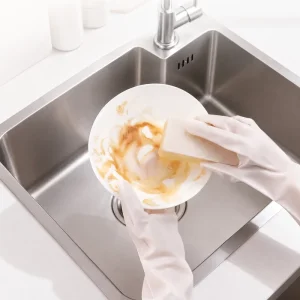 Extra Long Nitrile Household Cleaning Gloves Non Slip Tear Resistant Waterproof Flexible Reusable Eco Friendly