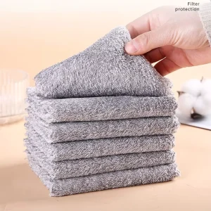FF3372 Bamboo Charcoal Fiber Kitchen Towel Dish Wash Cloth Microfiber Cleaning Cloth Rags Super Absorbent Kitchen Dishcloths