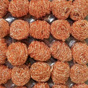 FF5345 Kitchen Dishwashing Cleaning Copper Coated Wire Scrubbing Pad Pot Pan Dish Heavy Duty Steel Wool Scrubbers