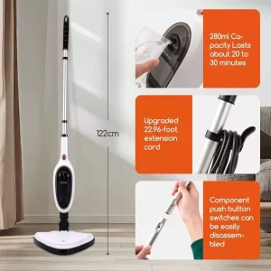 Factory 10 in 1 Steam Mop Cleaner with 280ml Water Tank Runtime 122cm Length Multi Functional Floor Steam Cleaner Home