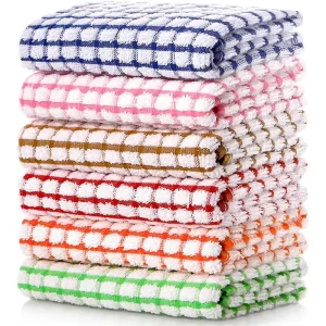 Factory 100% Cotton Cleaning Cloth Soft Absorbent Dish Cloths for Home Reusable Kitchen Plaid Towel