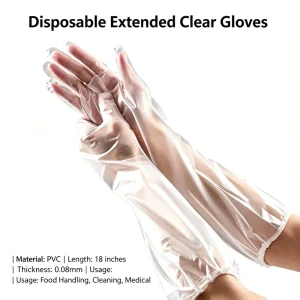 Factory 50cm Disposable Extended CPE Safety Gloves Thickened Dishwashing Waterproof and Oil Resistant Household Full Arm Gloves