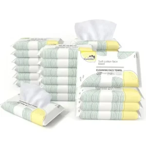 Factory Custom 16pcs Soft Cotton Antibacterial Biodegradable Extra Soft 20x16cm Travel Wet and Dry Cleansing Wipes for Face Hands