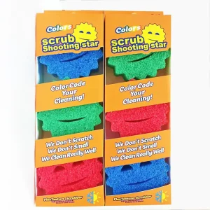 Factory Custom 3 Piece Pack Color Box Scrub Face Sponges Scouring Pads Temperature Control Scratch Free Deep Cleaning