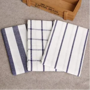 Factory Custom Cotton Kitchen Tea Towels with Woven Check and Stripe Patterns for Wiping Tableware and Dishwashing