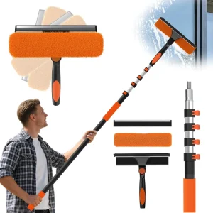 Factory Direct 2 in 1 Window Squeegee Kit with Pole Telescopic Scraper & Washer for Home Hotel Commercial Use