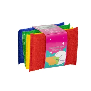 Factory Direct Four Piece Card Mounted Dish Sponge Scouring Pads Lightweight Multi Purpose Square Shape 2mm Thick Wire Cloth Oil